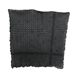 Black Gray Viscose Foulard Branded Scarf