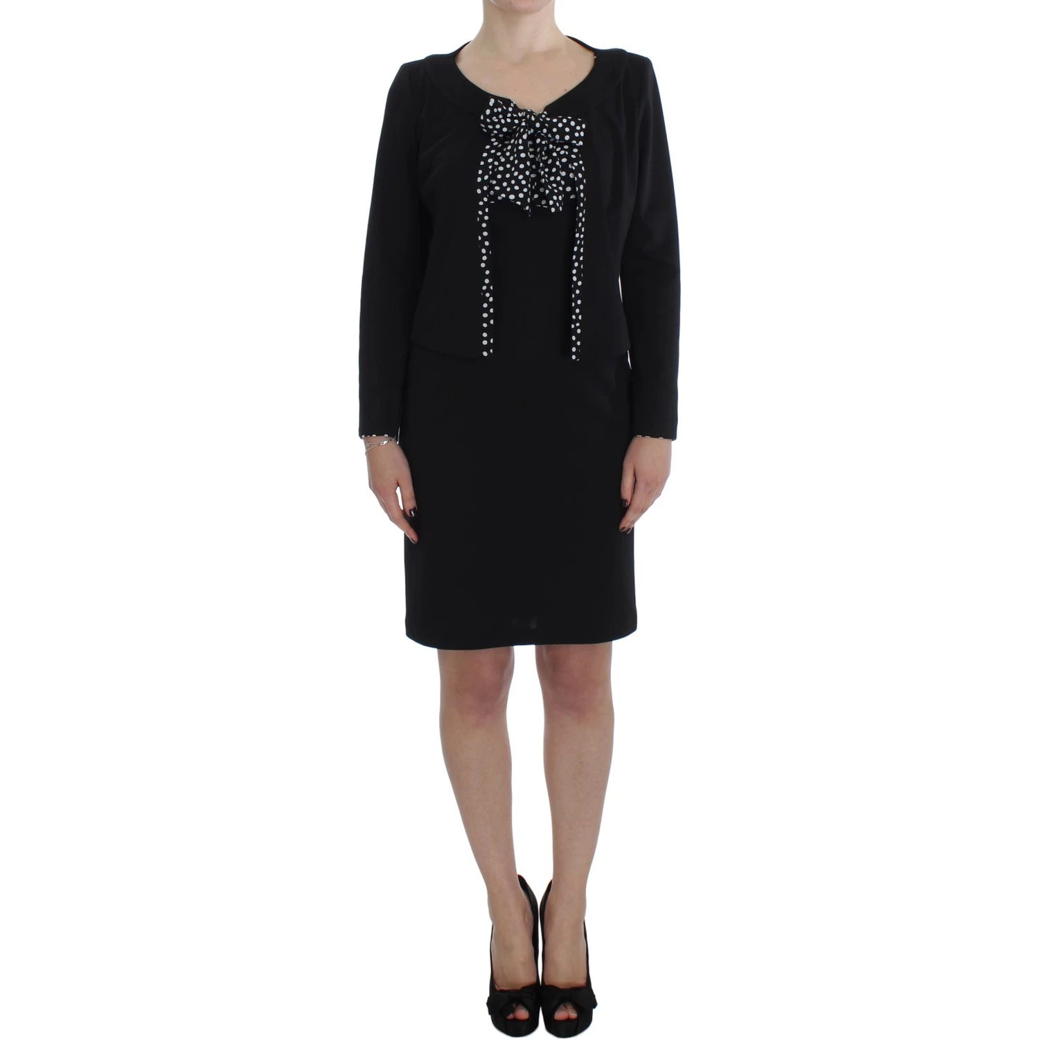 Black Stretch Sheath Dress & Sweater Set