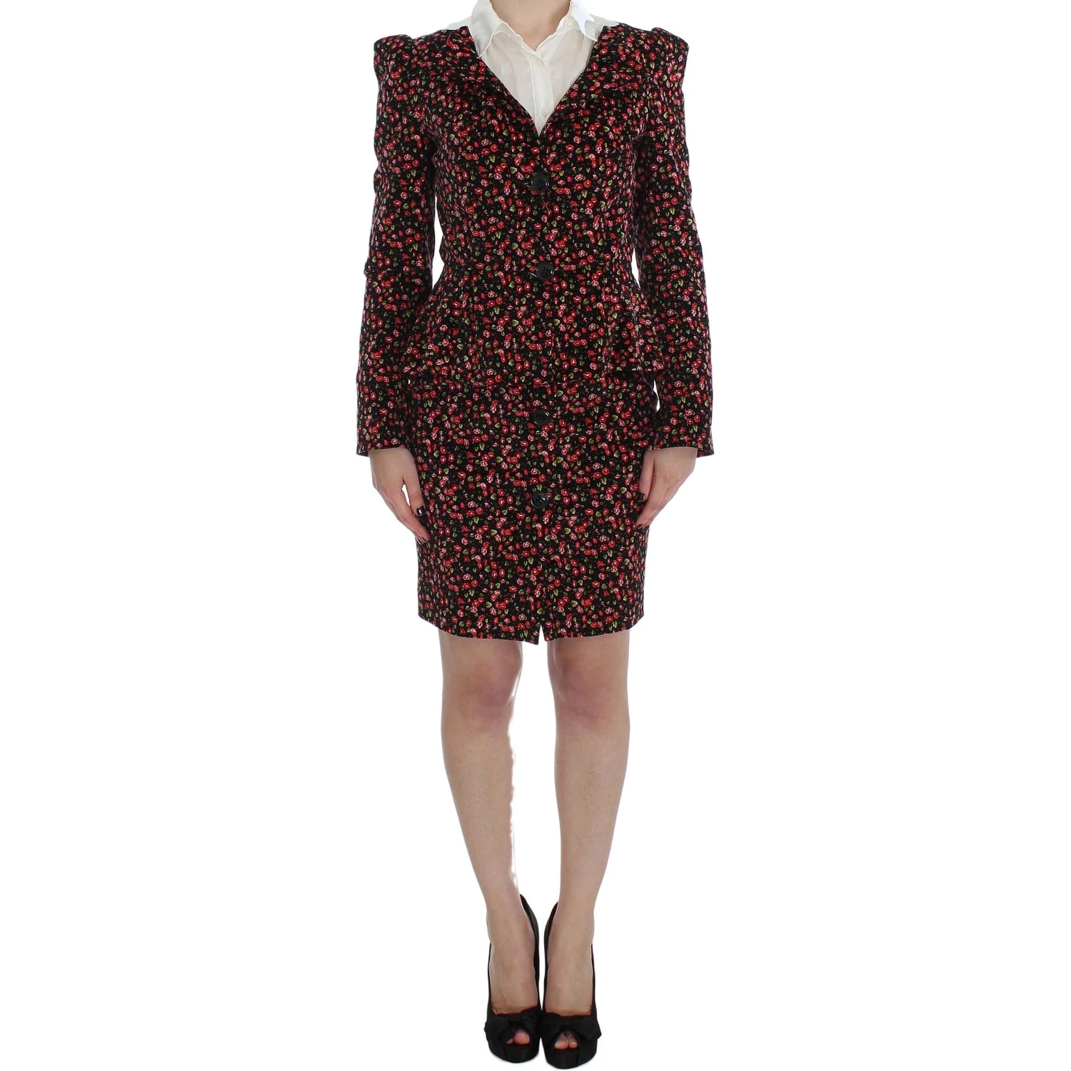 Black Multicolor Floral Suit