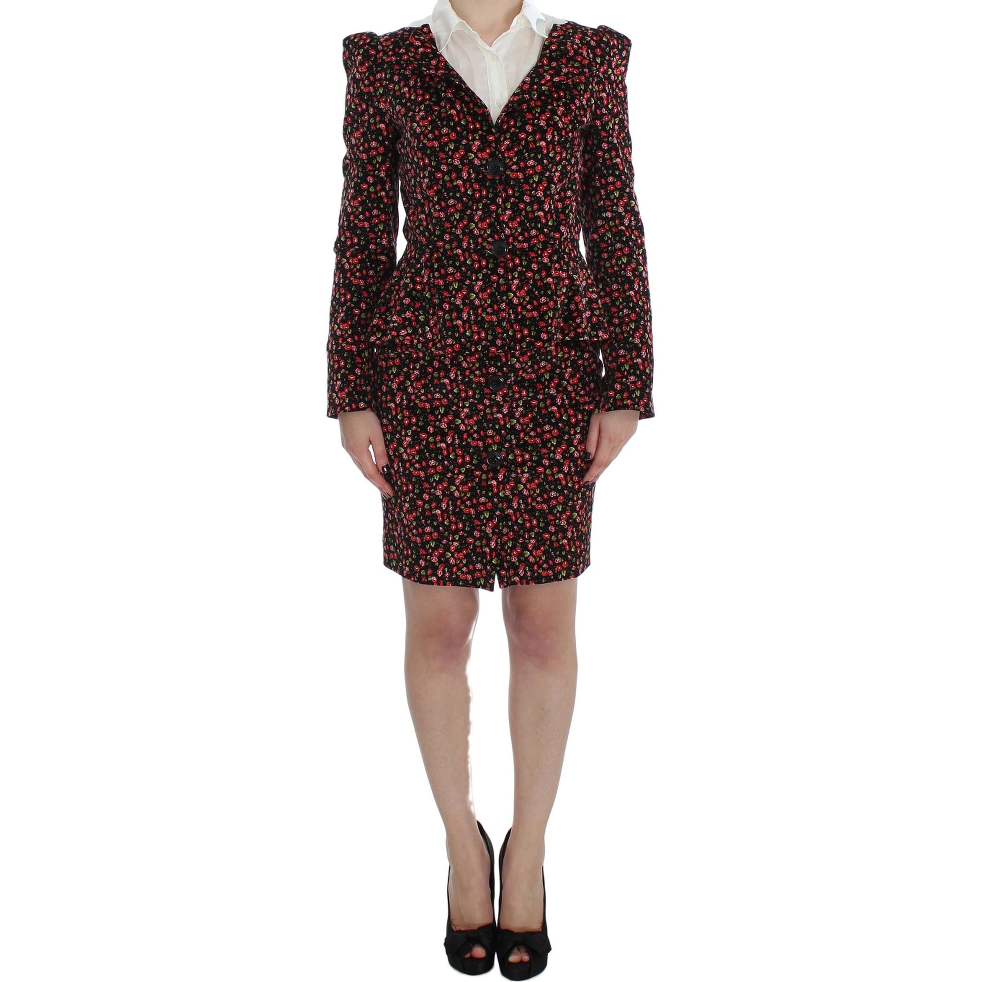 Black Multicolor Floral Suit