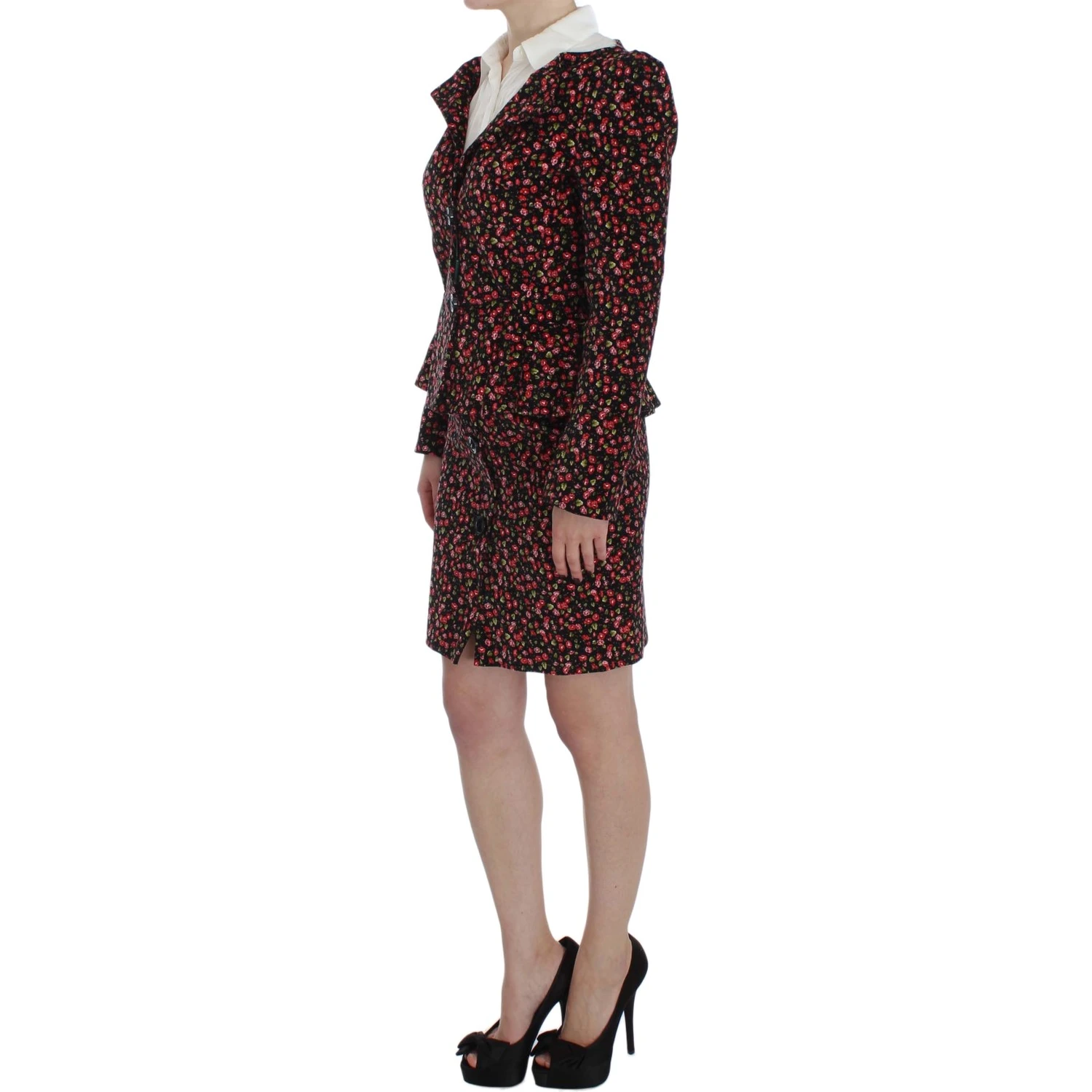 Black Multicolor Floral Suit