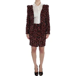 Black Multicolor Floral Suit