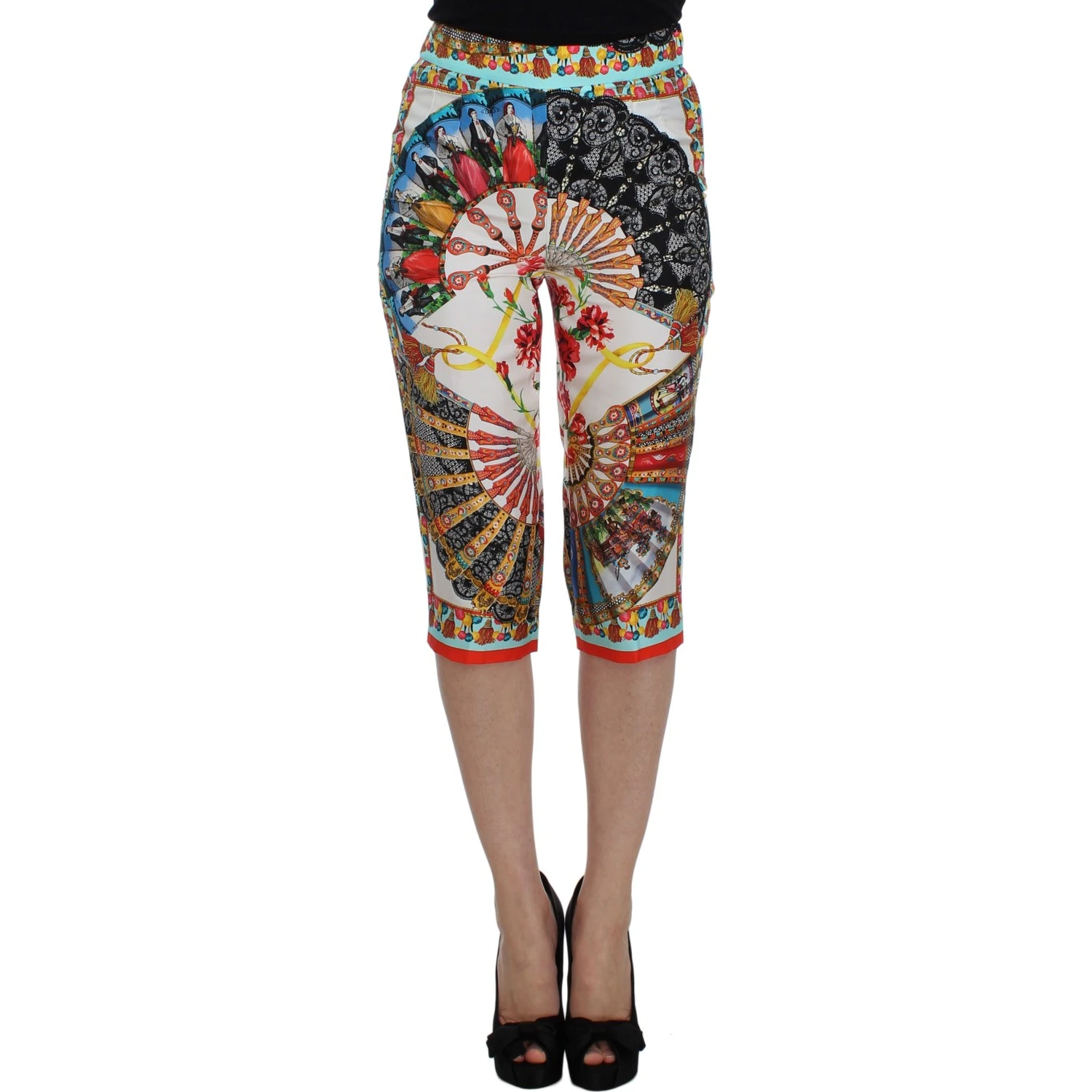 Multicolor Majolica Sicily Silk Pants
