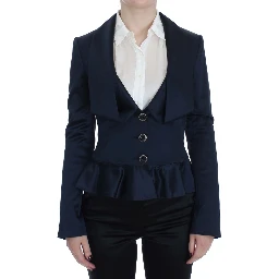 Blue Three Button Single Breasted Blazer Jacket