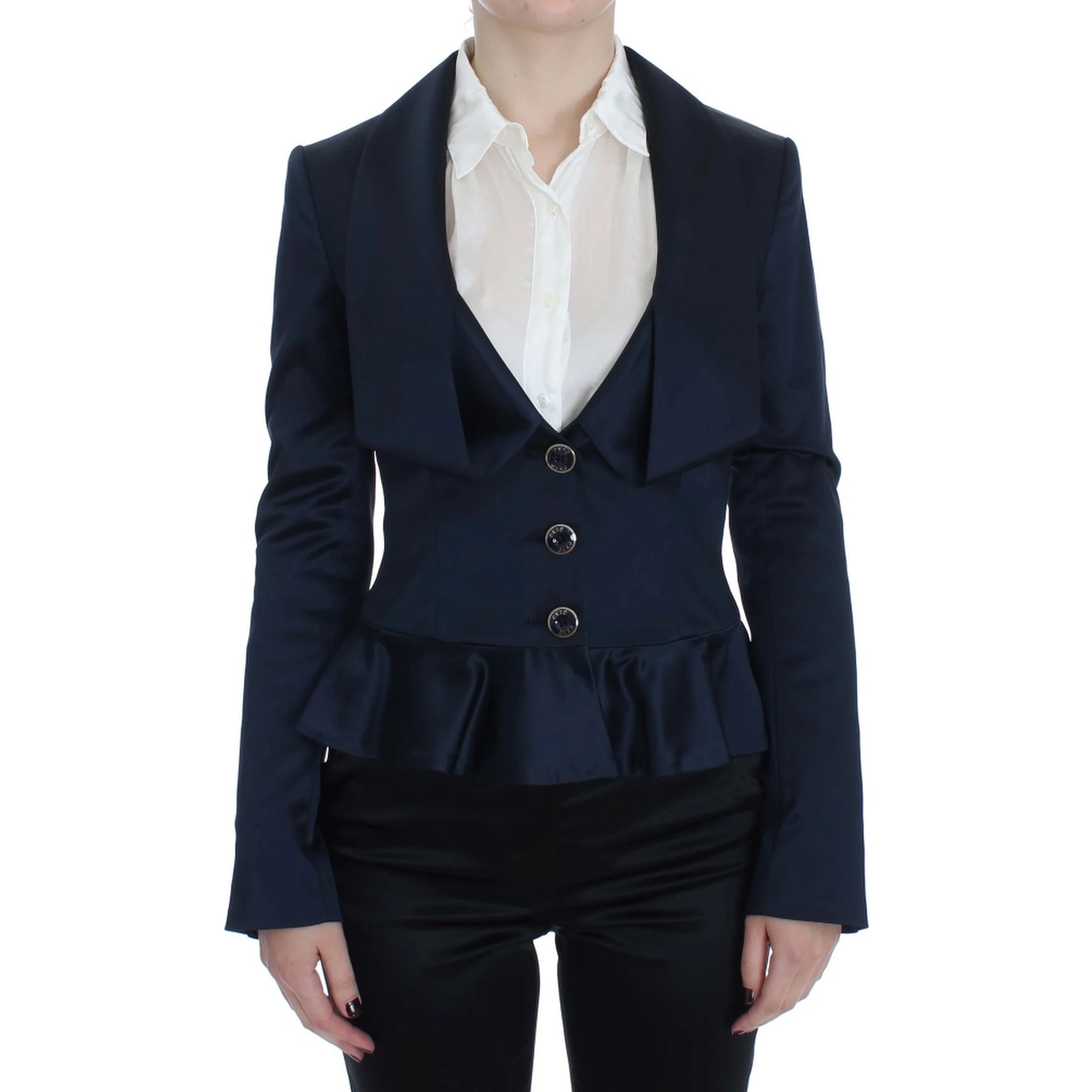 Blue Three Button Single Breasted Blazer Jacket