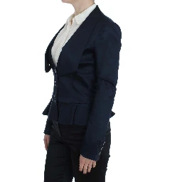 Blue Three Button Single Breasted Blazer Jacket