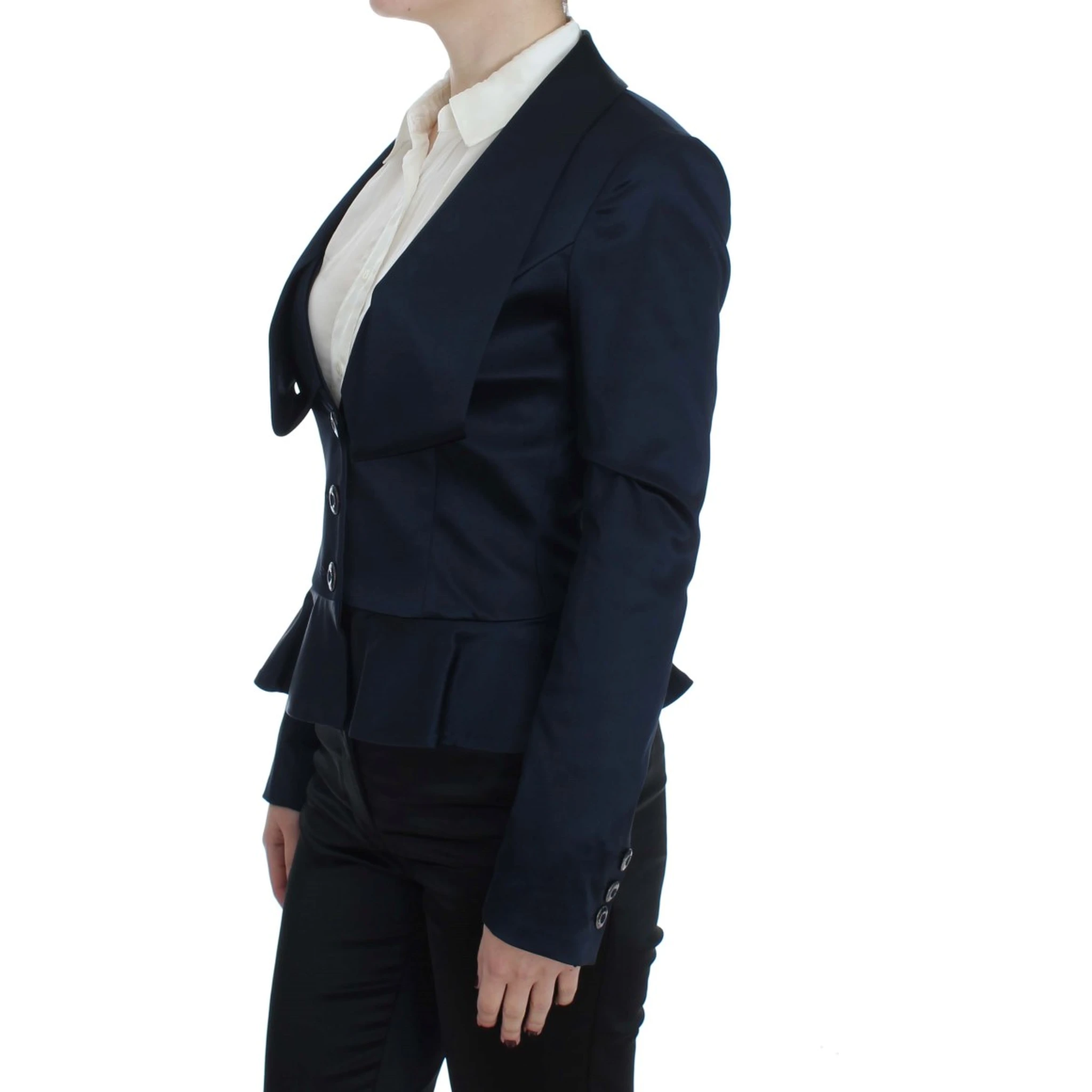 Blue Three Button Single Breasted Blazer Jacket
