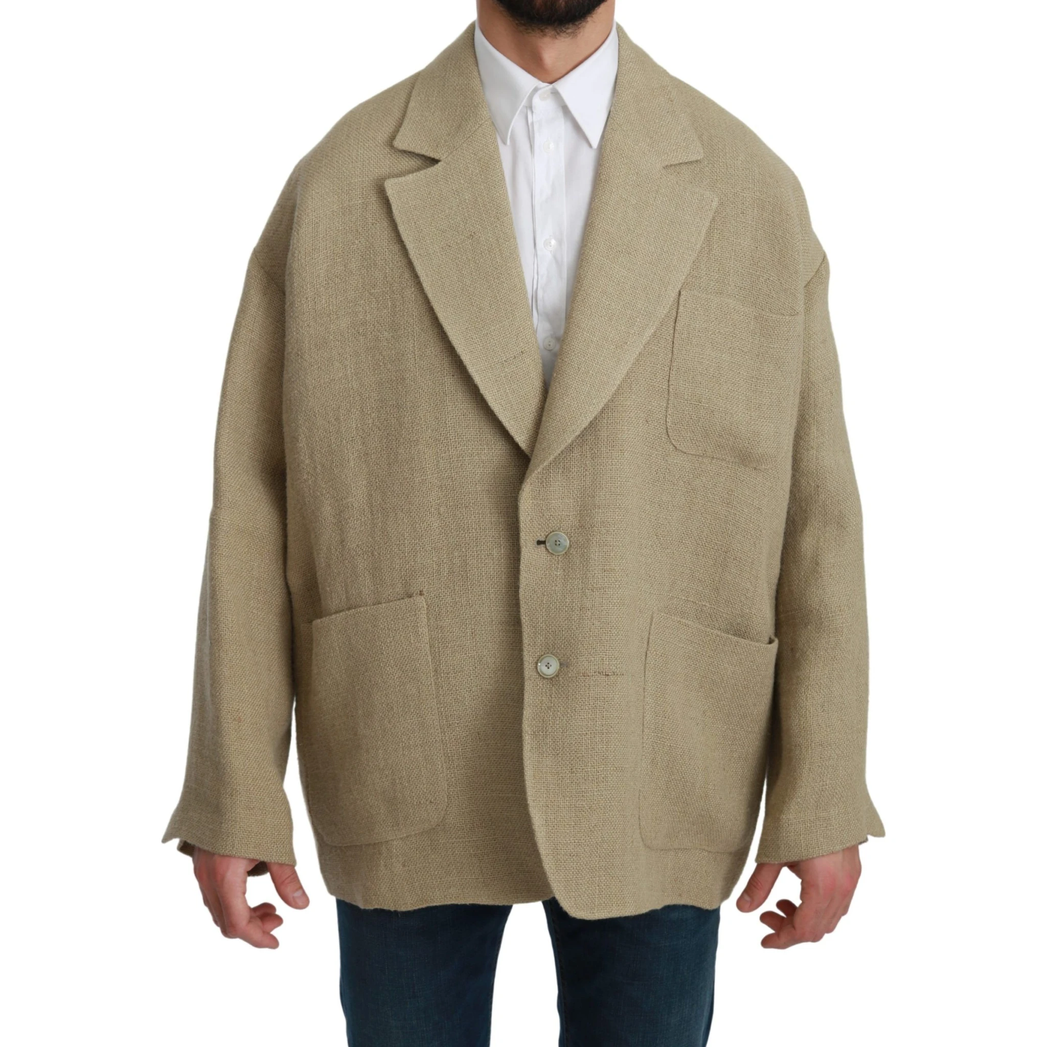 Beige Jacket Coat 100% Jute Blazer Coat