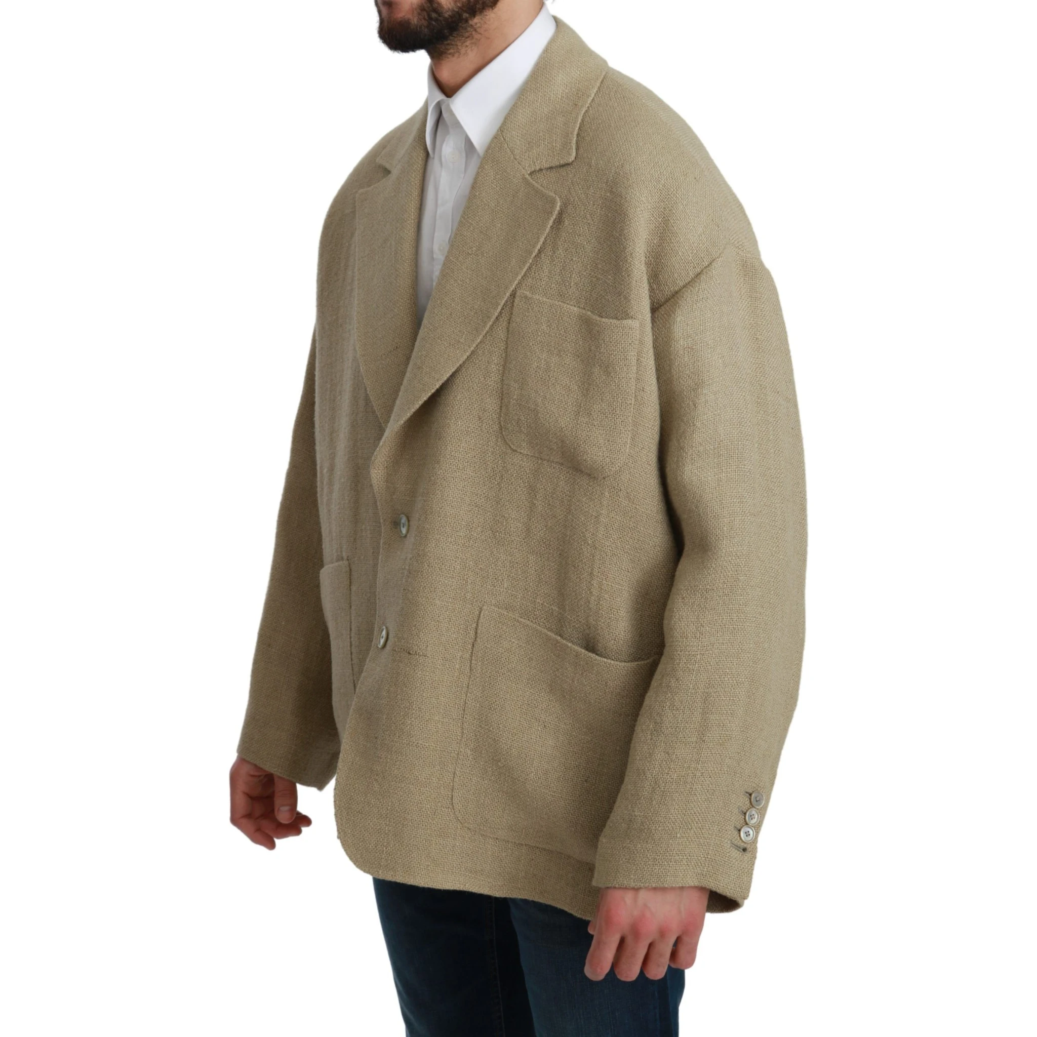 Beige Jacket Coat 100% Jute Blazer Coat