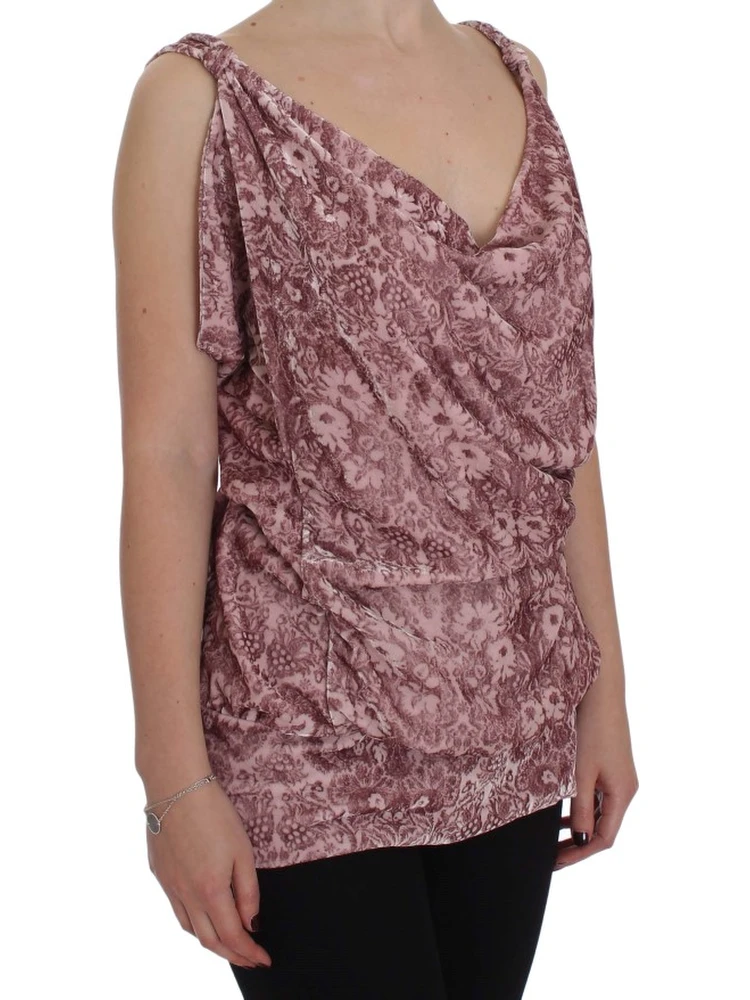 Pink Floral Print Viscose Silk Blouse Top alternative
