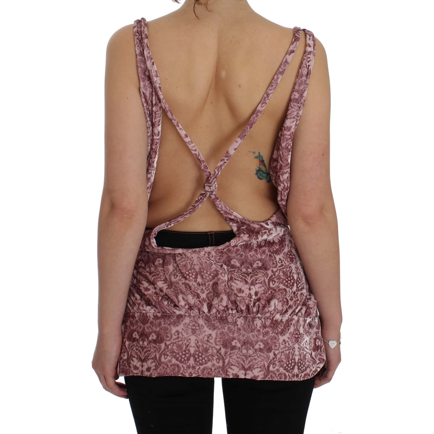 Pink Floral Print Viscose Silk Blouse Top