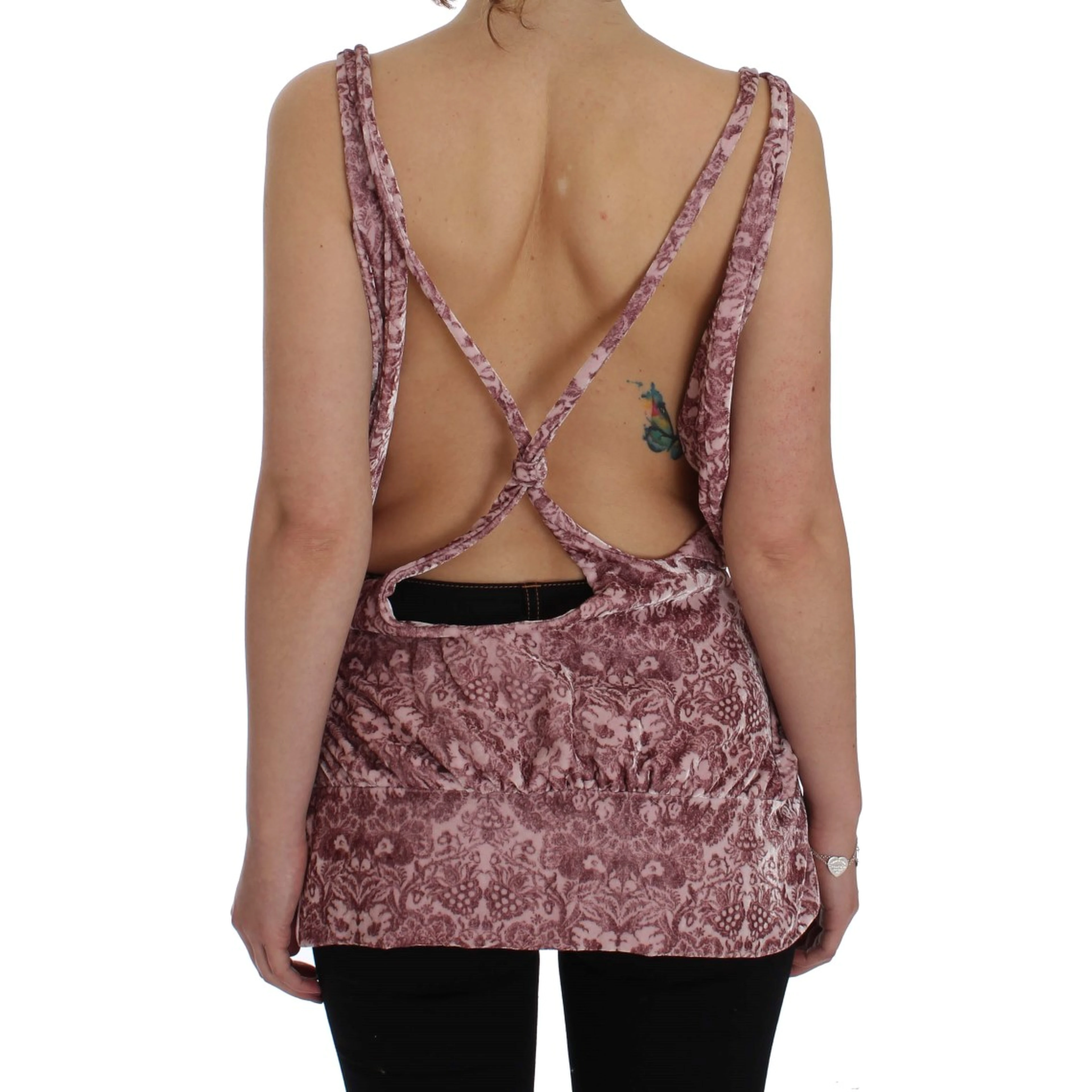 Pink Floral Print Viscose Silk Blouse Top