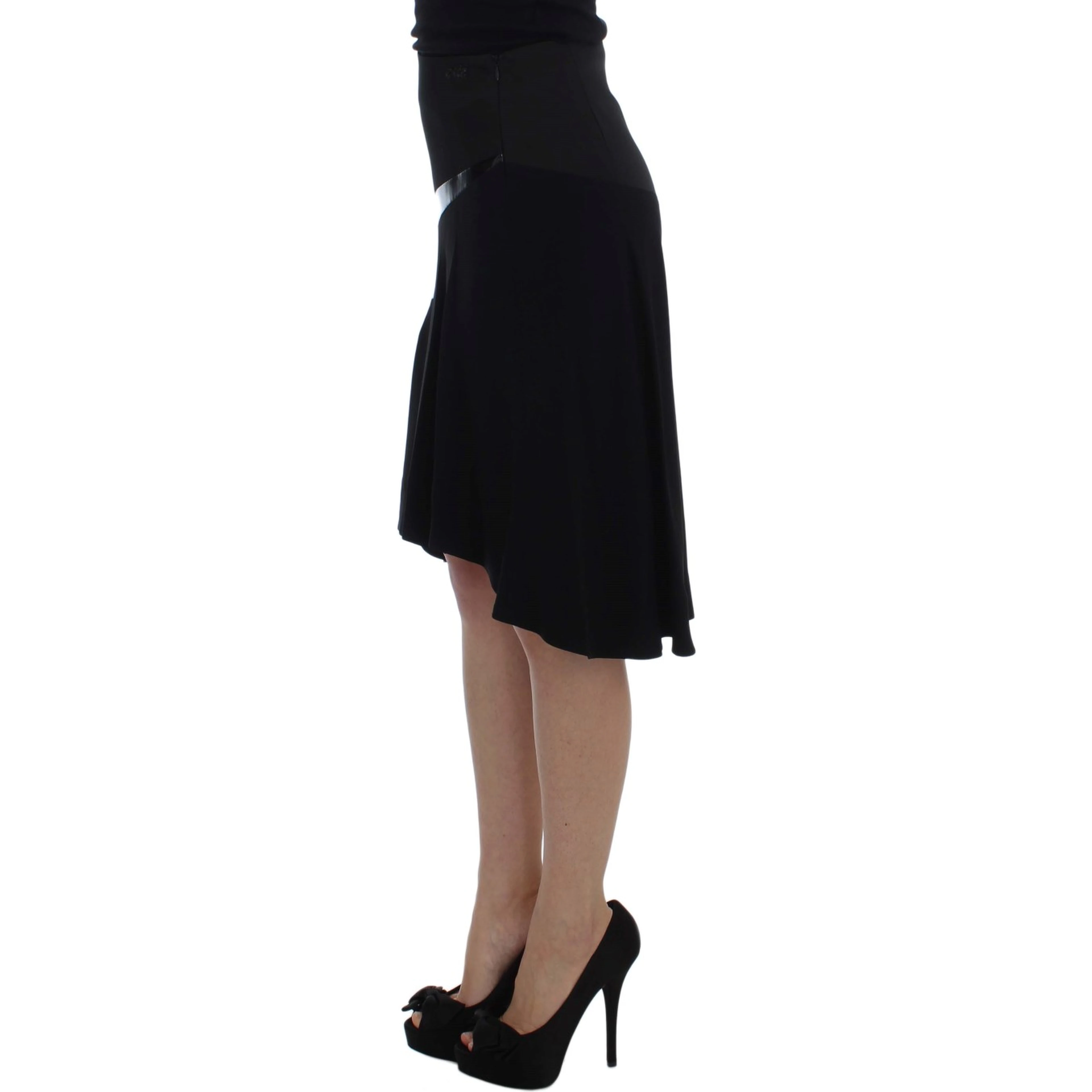 Black Blue Cotton Stretch Straight Skirt