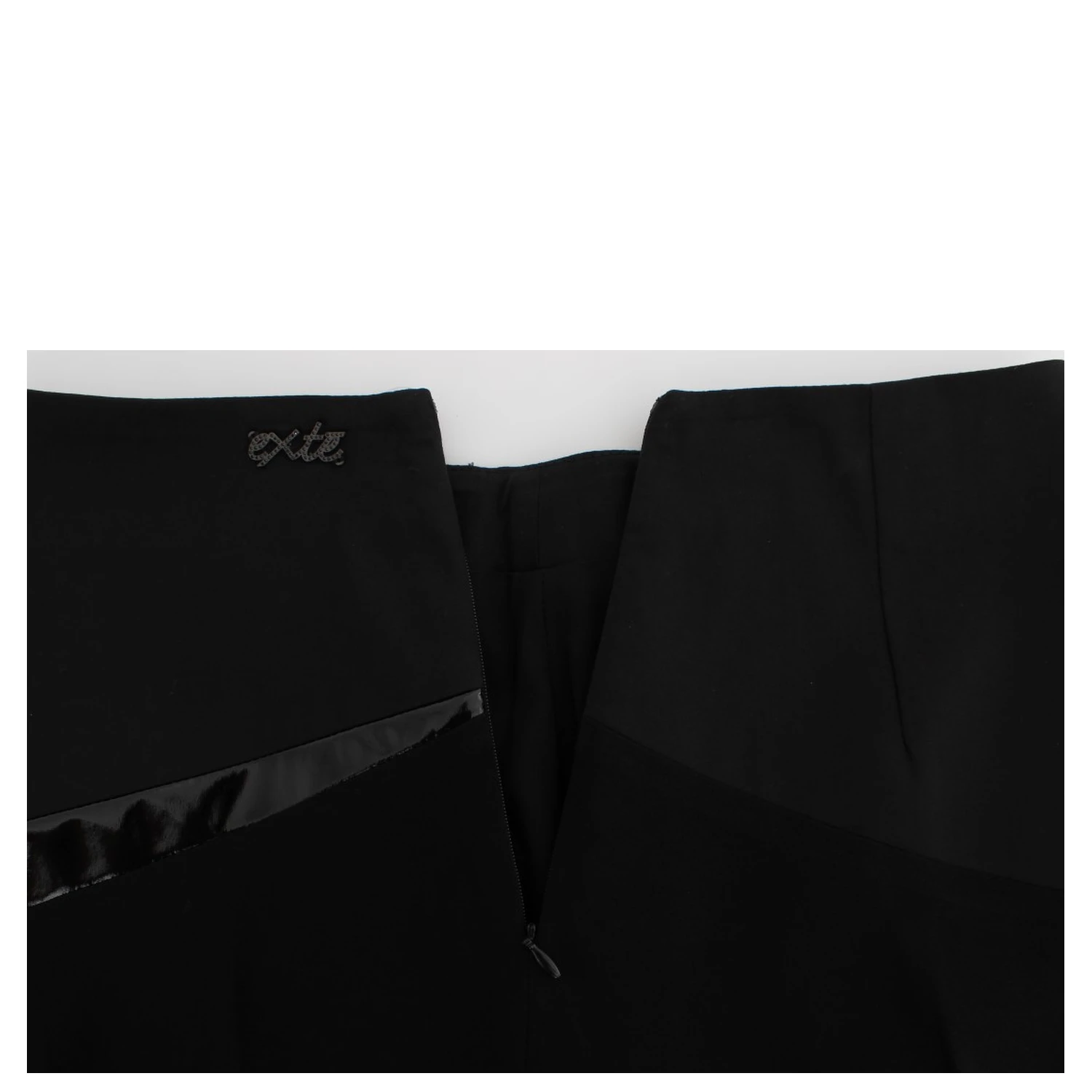 Black Blue Cotton Stretch Straight Skirt