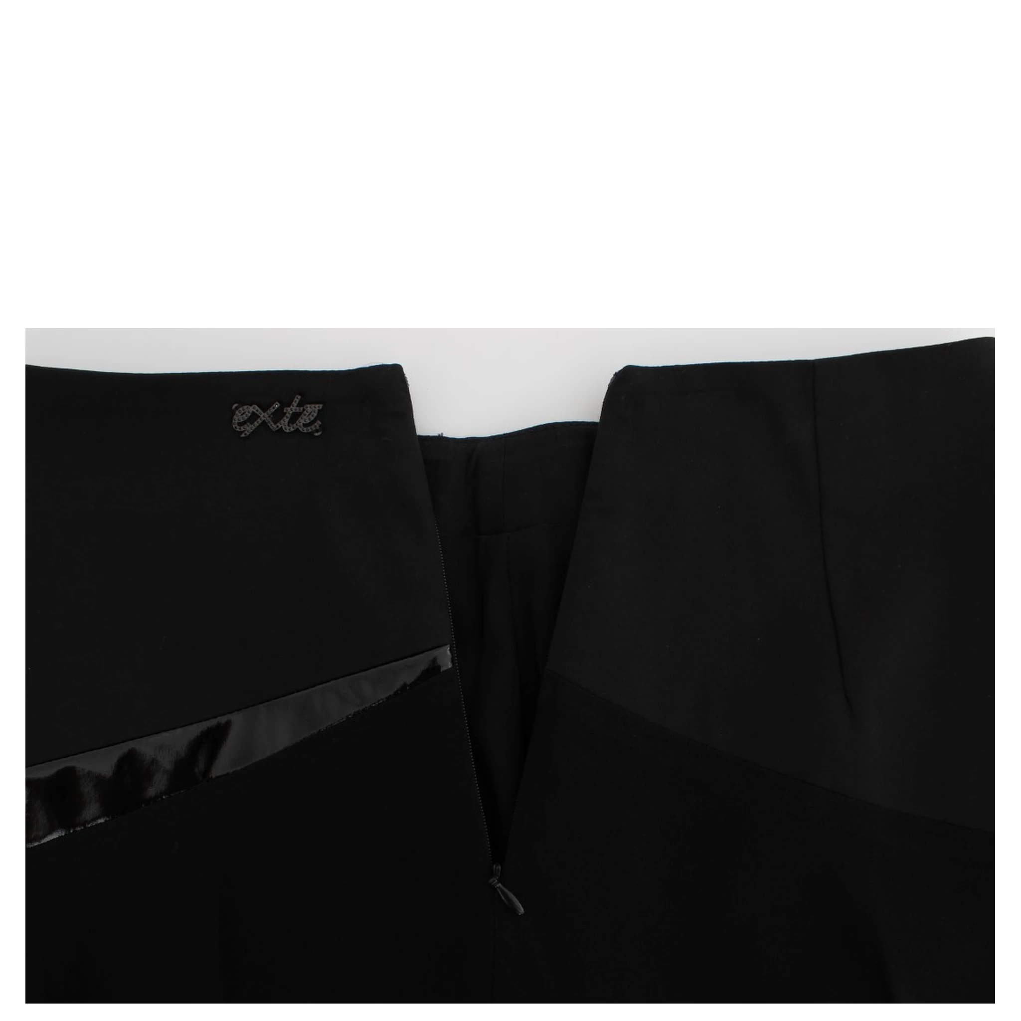 Black Blue Cotton Stretch Straight Skirt