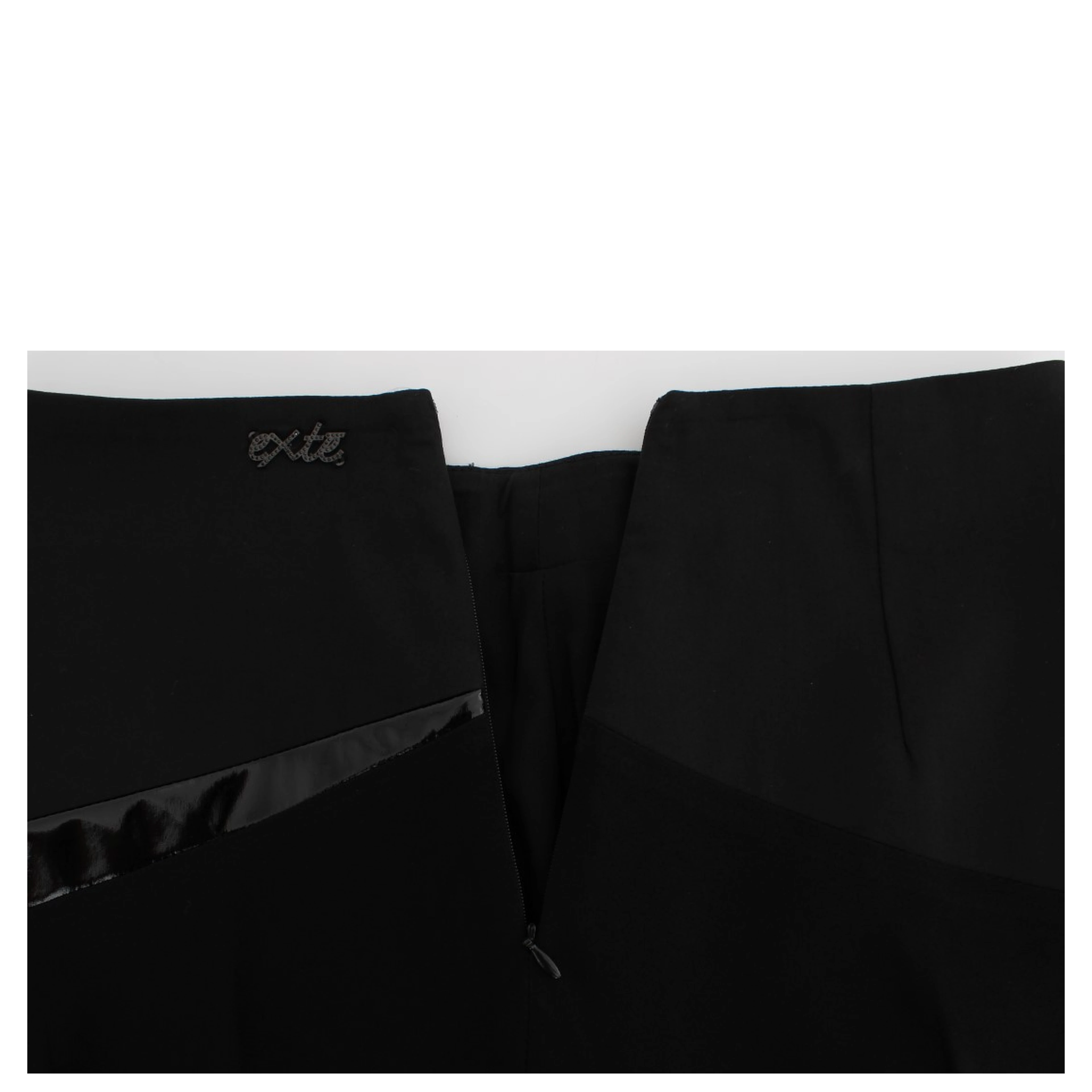Black Blue Cotton Stretch Straight Skirt