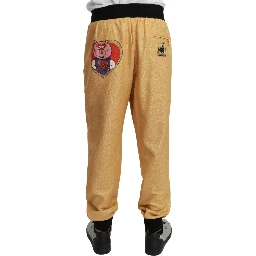 Gold Year Of The Pig Cotton Mens Pants