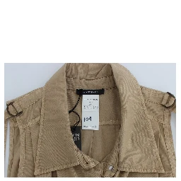 Beige Cotton Sleeveless Shirt