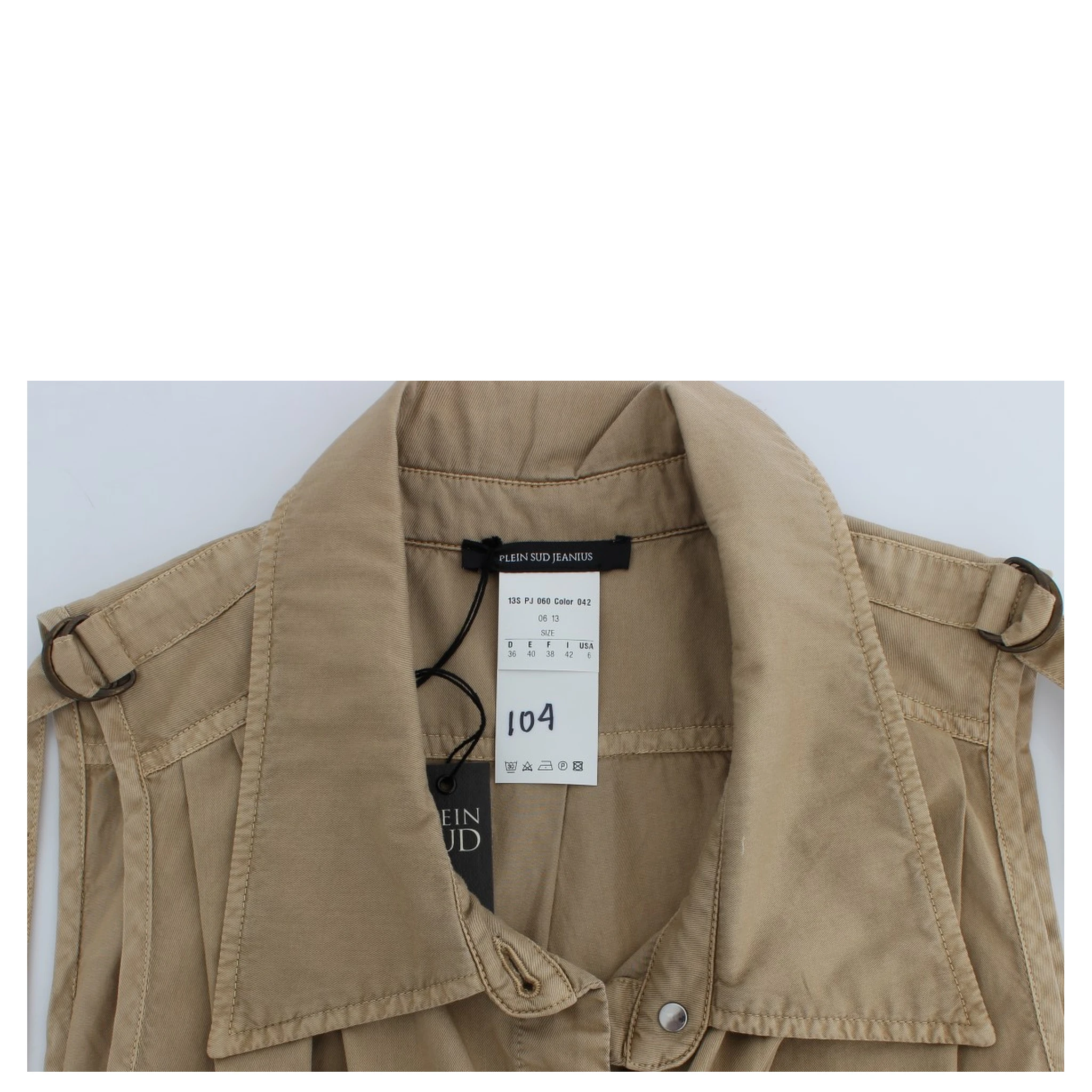 Beige Cotton Sleeveless Shirt