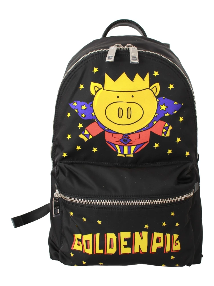 Black Golden Pig of the Year School Backpack