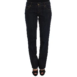 Blue Cotton Straight Fit Stretch Jeans