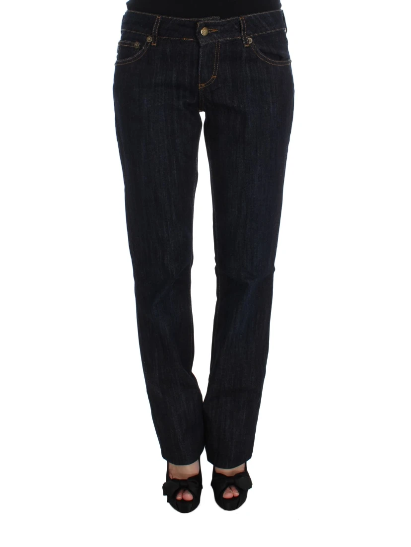 Blue Cotton Straight Fit Stretch Jeans