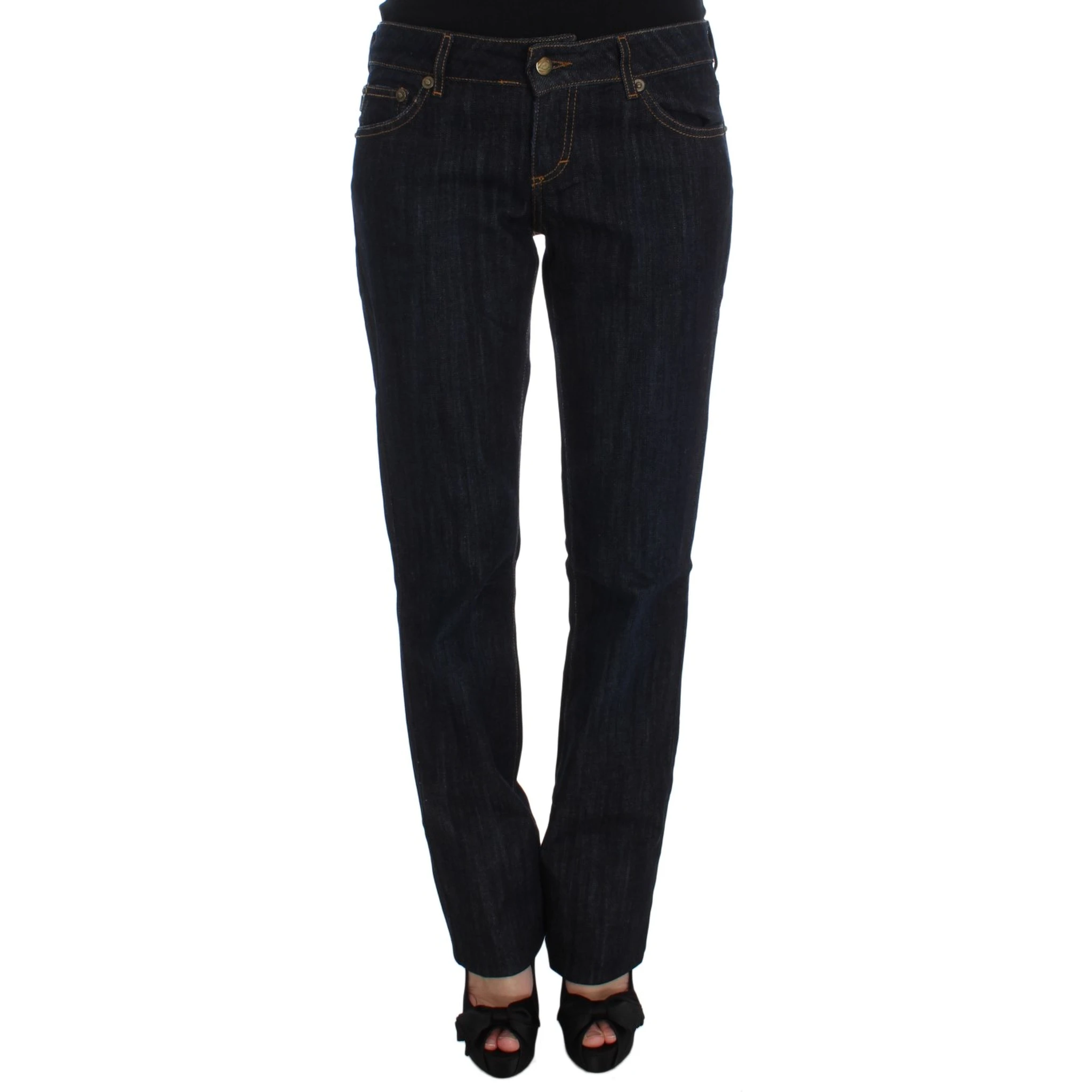 Blue Cotton Straight Fit Stretch Jeans