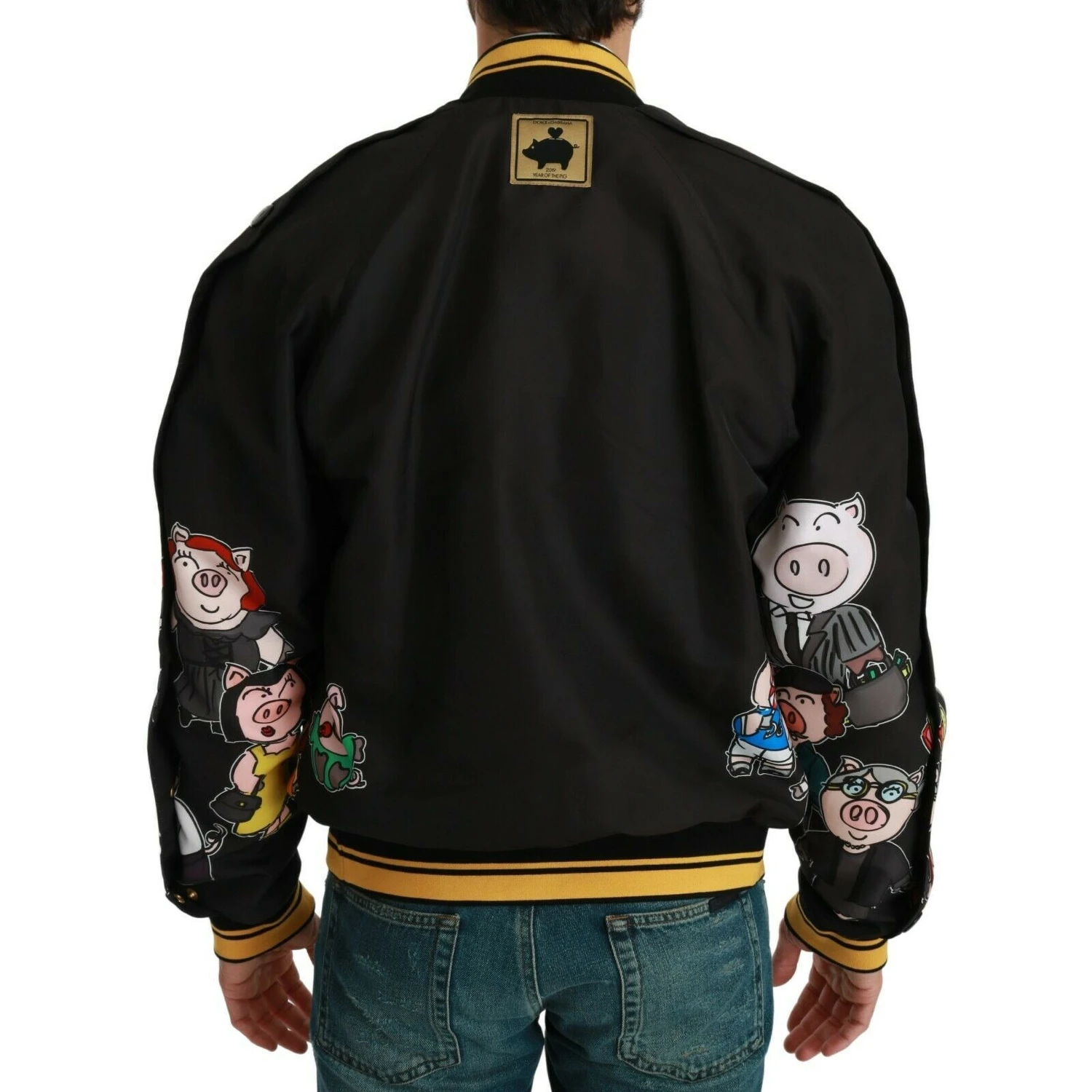 Black YEAR OF THE PIG Bomber Jacket