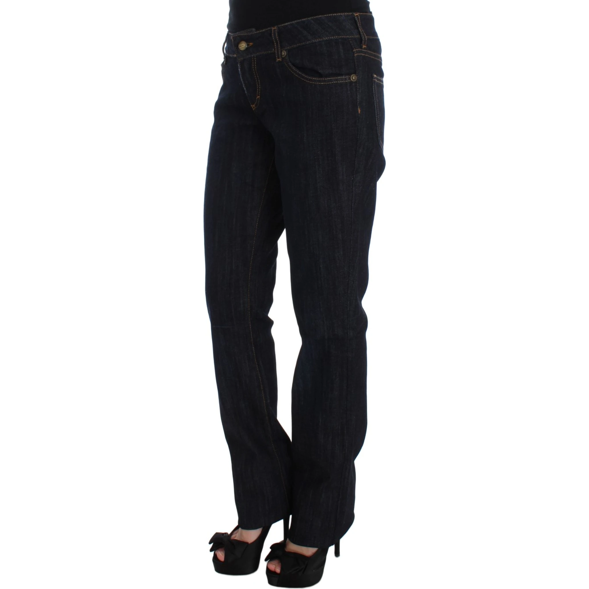 Blue Cotton Straight Fit Stretch Jeans