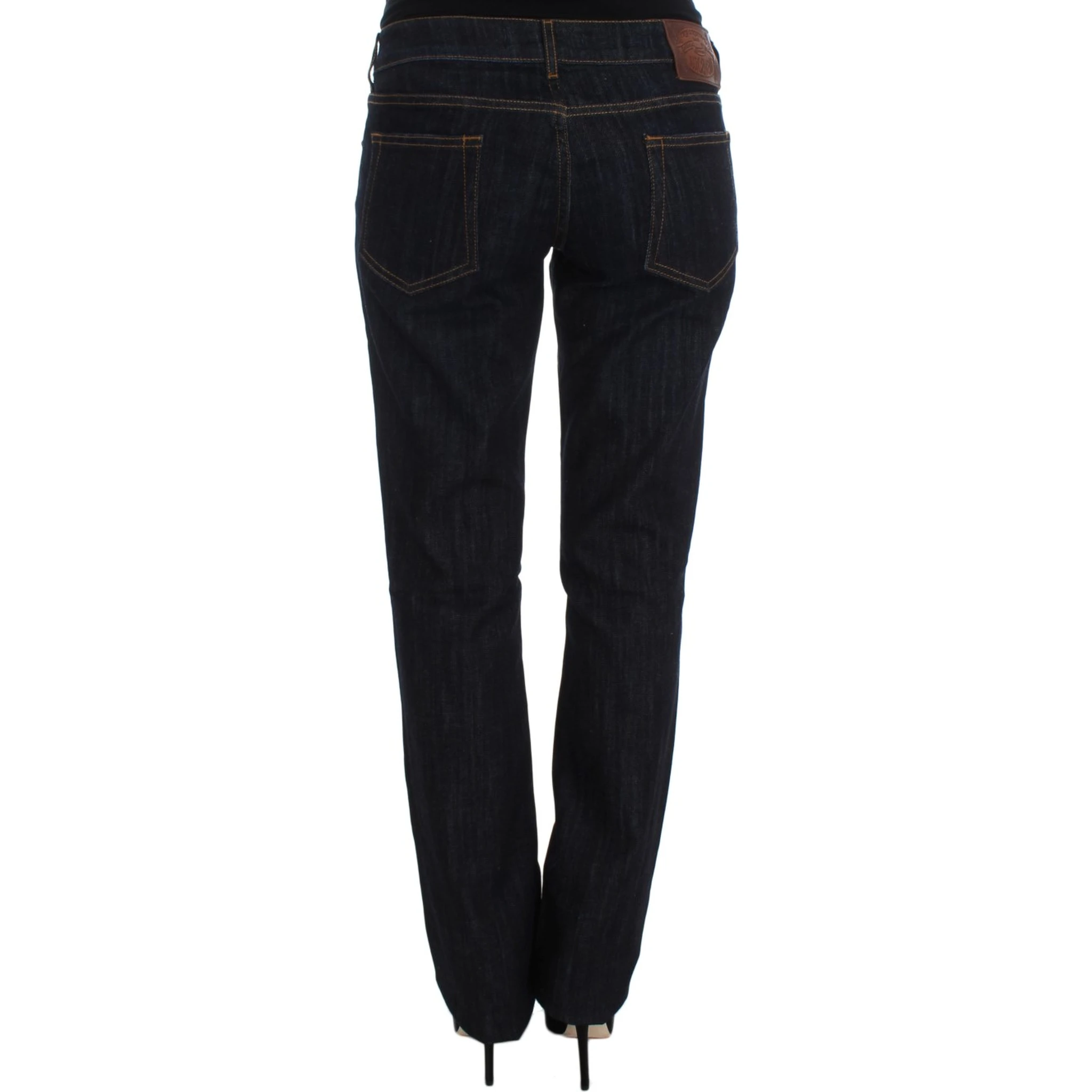 Blue Cotton Straight Fit Stretch Jeans