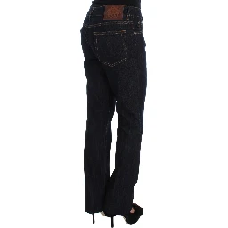 Blue Cotton Straight Fit Stretch Jeans