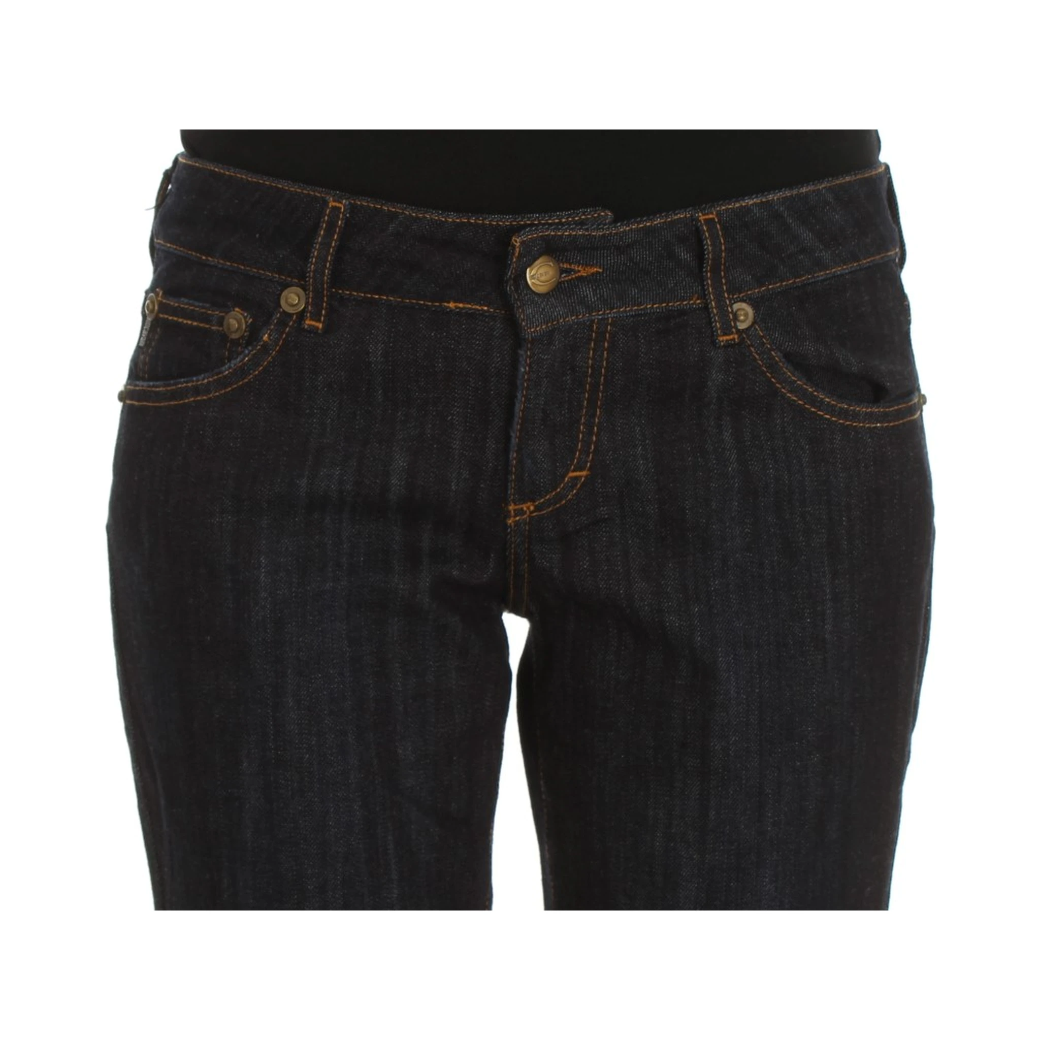 Blue Cotton Straight Fit Stretch Jeans