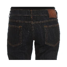 Blue Cotton Straight Fit Stretch Jeans