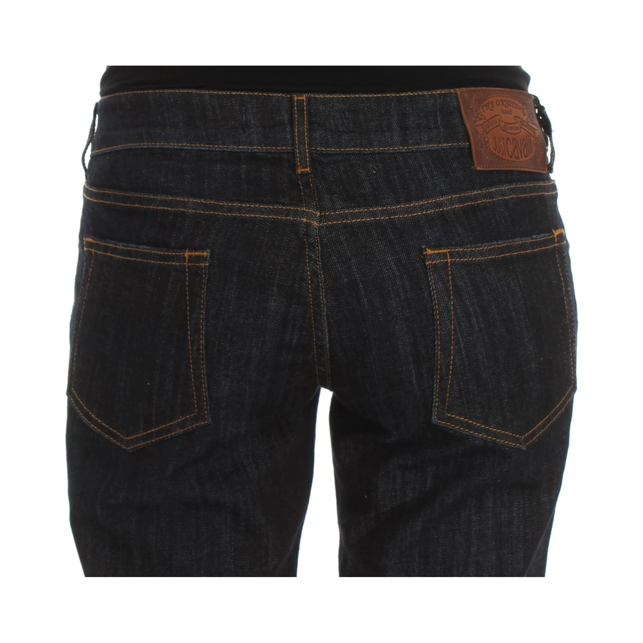 Blue Cotton Straight Fit Stretch Jeans