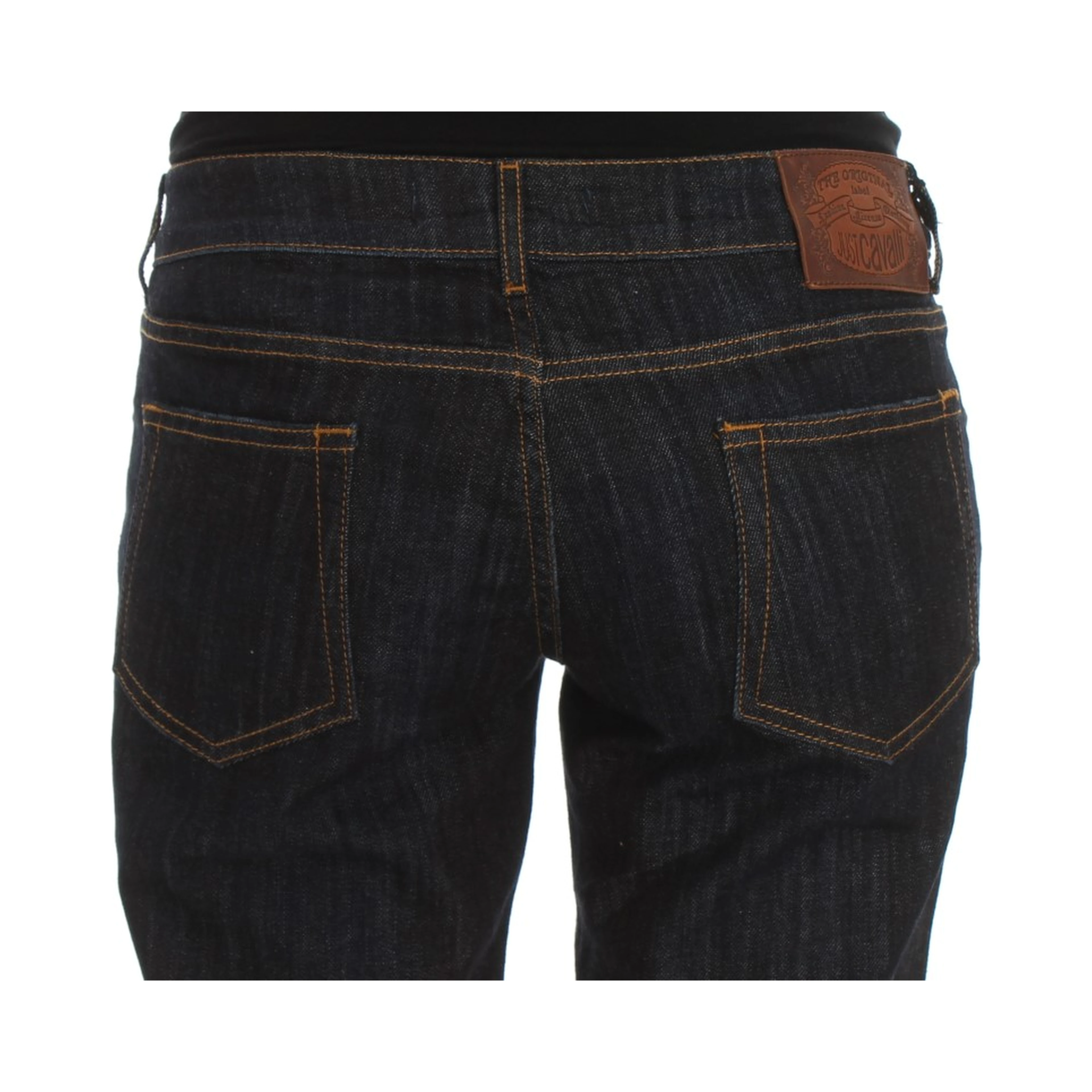 Blue Cotton Straight Fit Stretch Jeans