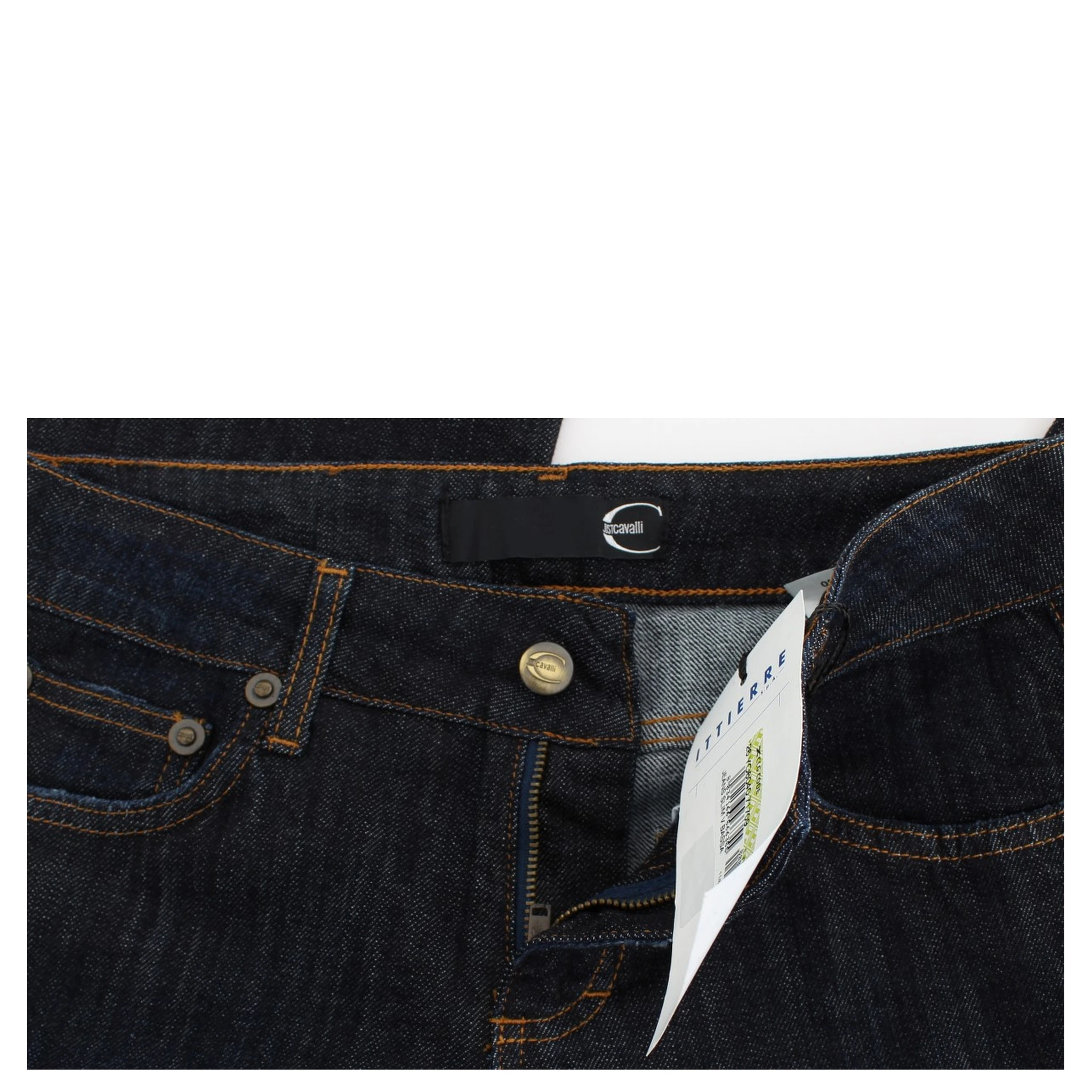 Blue Cotton Straight Fit Stretch Jeans