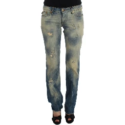 Blue Wash Cotton Slim Fit Bootcut Jeans
