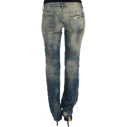 Blue Wash Cotton Slim Fit Bootcut Jeans