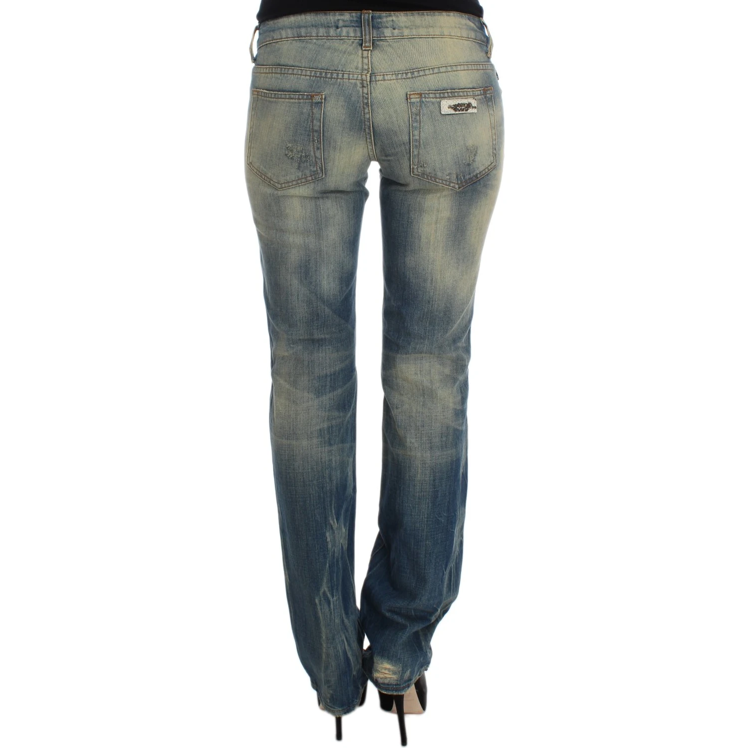 Blue Wash Cotton Slim Fit Bootcut Jeans