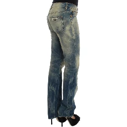 Blue Wash Cotton Slim Fit Bootcut Jeans