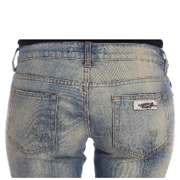 Blue Wash Cotton Slim Fit Bootcut Jeans