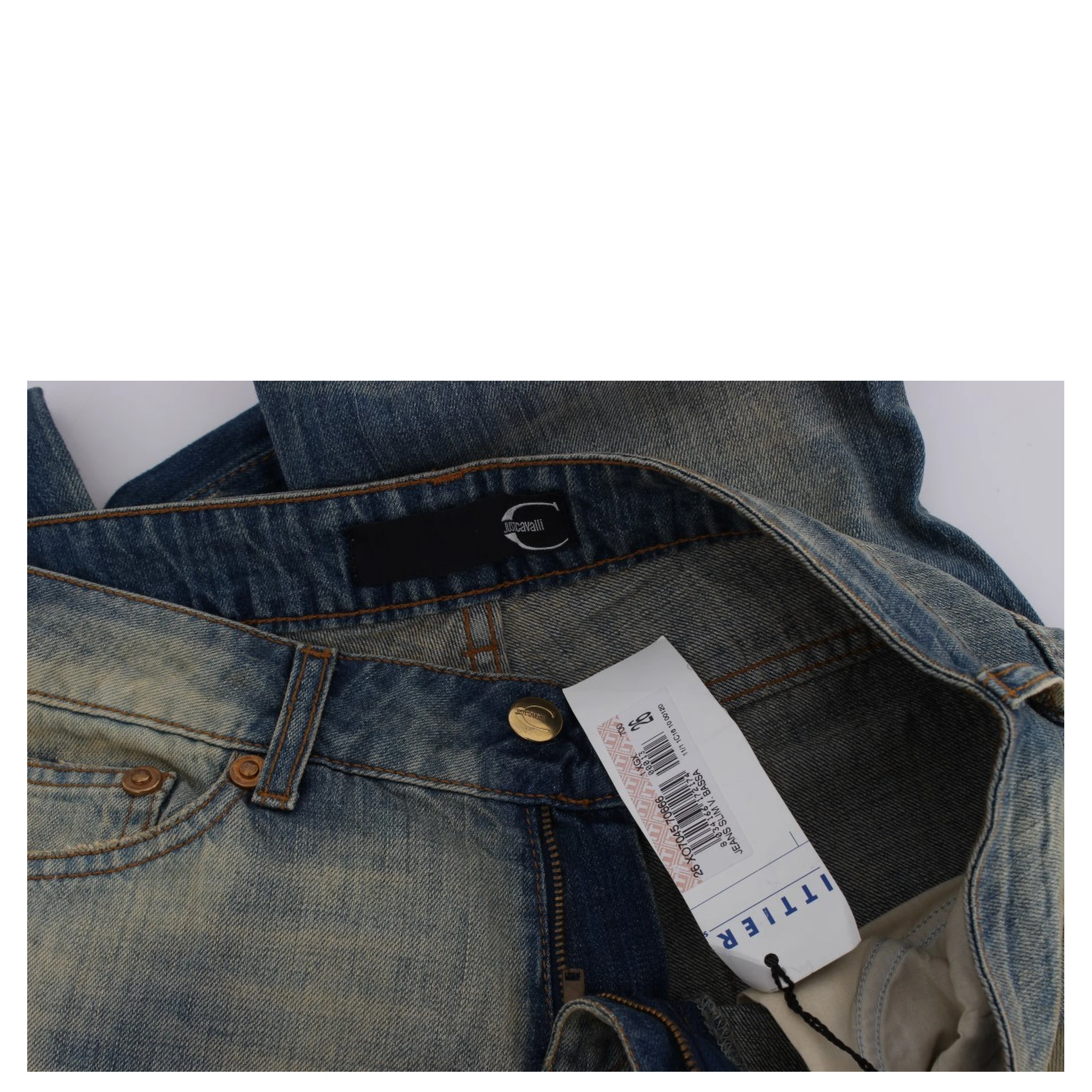 Blue Wash Cotton Slim Fit Bootcut Jeans