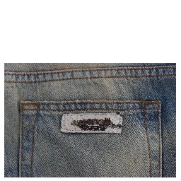 Blue Wash Cotton Slim Fit Bootcut Jeans