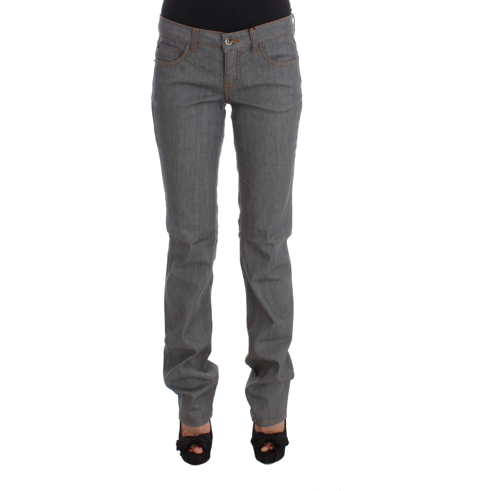 Gray Cotton Regular Fit Denim Jeans