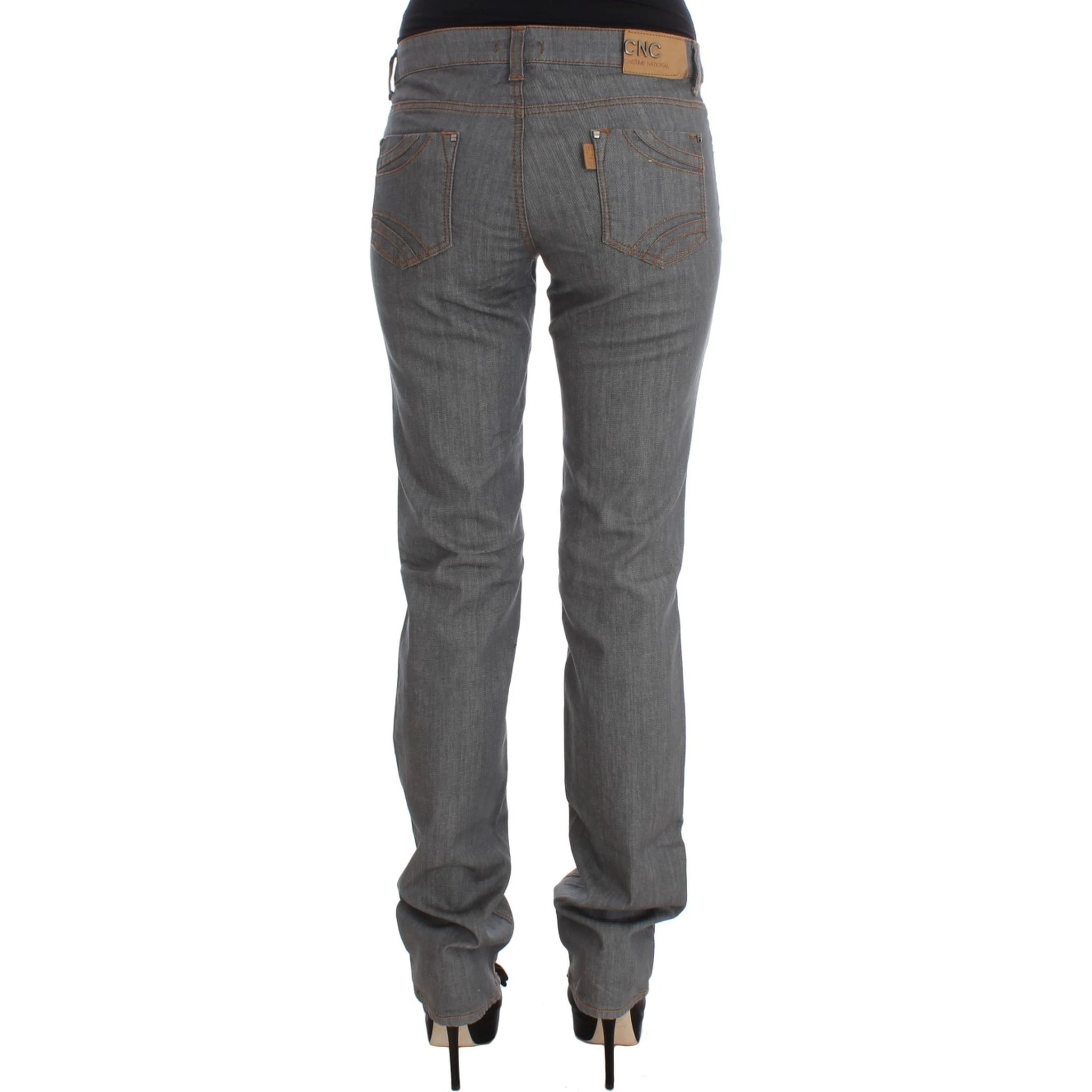 Gray Cotton Regular Fit Denim Jeans