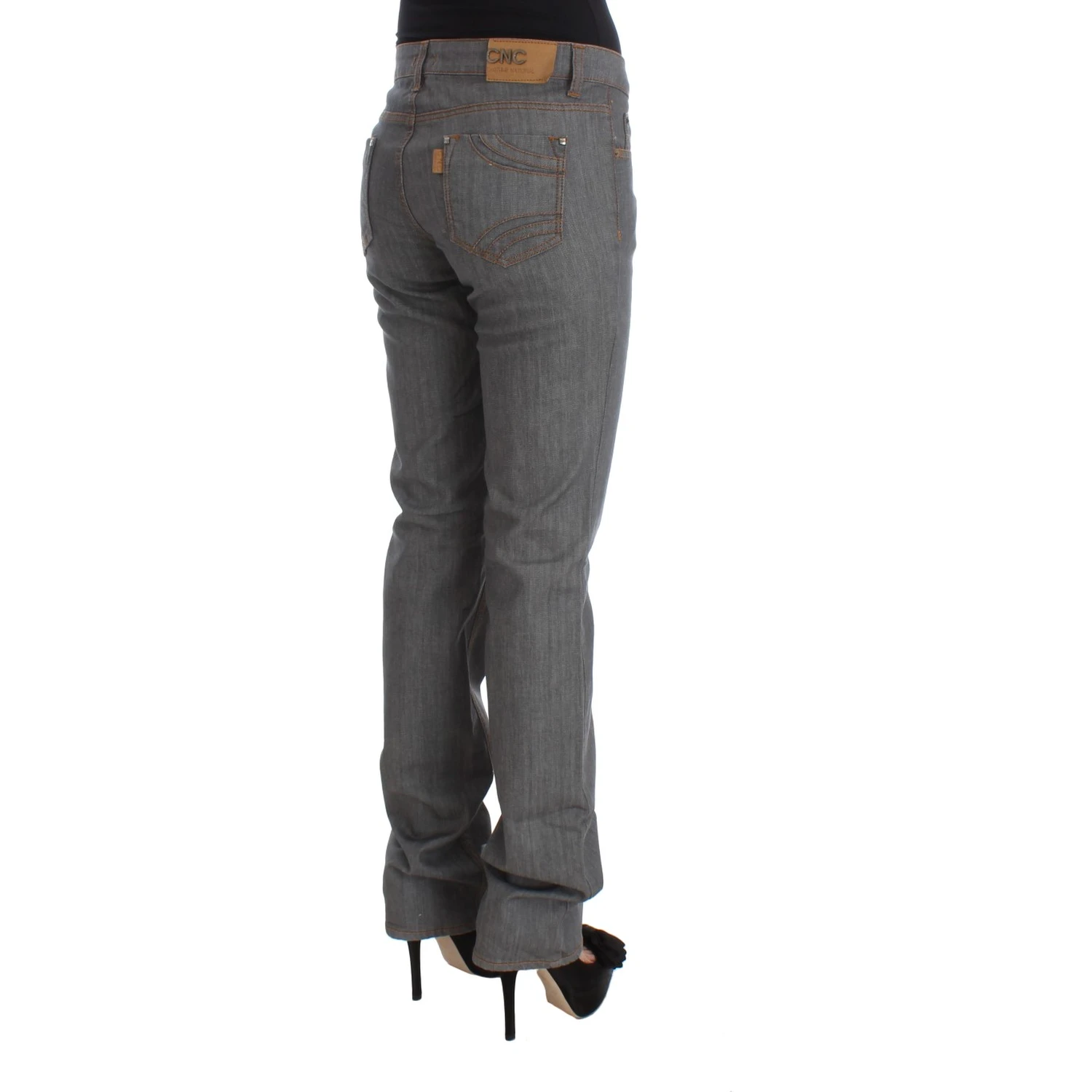 Gray Cotton Regular Fit Denim Jeans