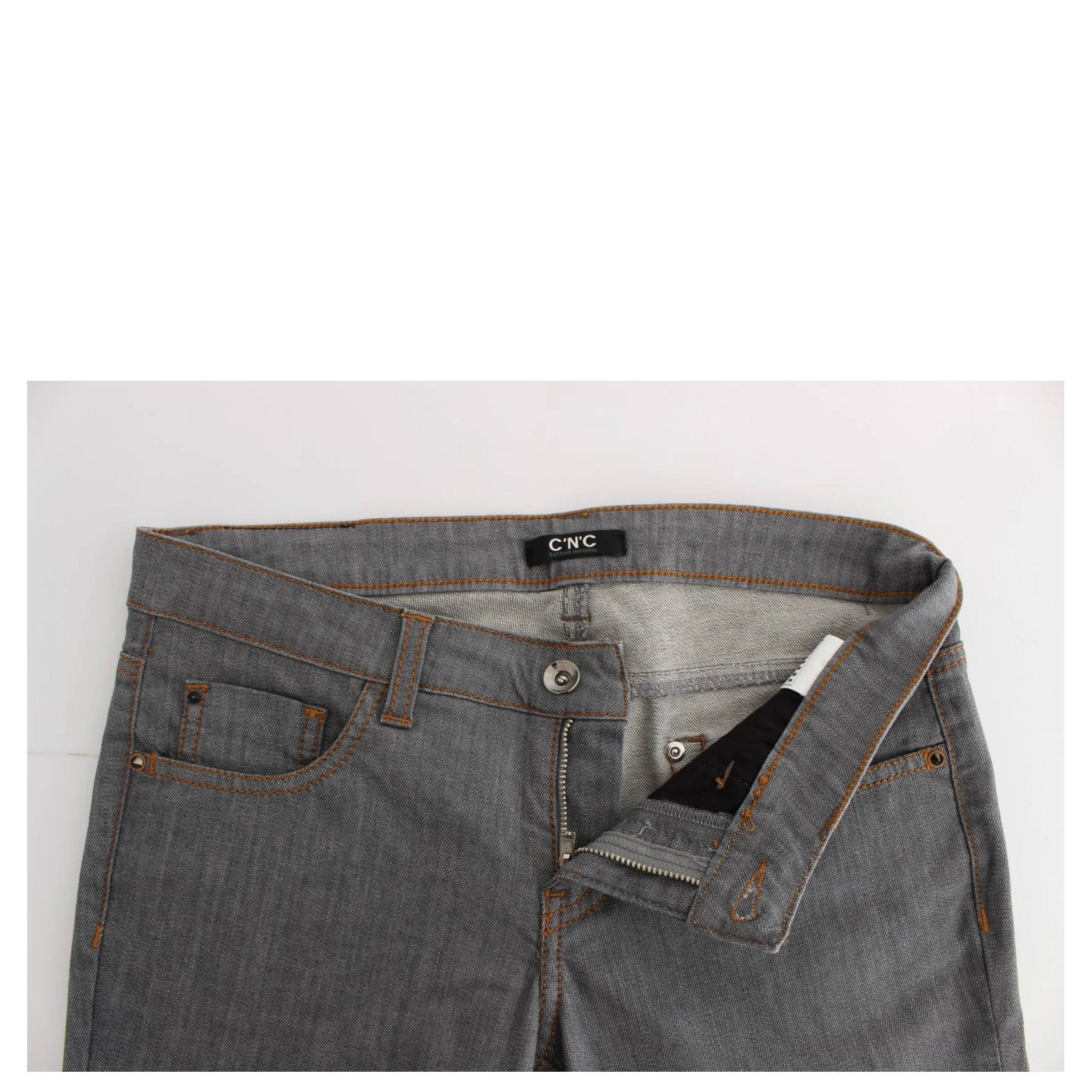 Gray Cotton Regular Fit Denim Jeans