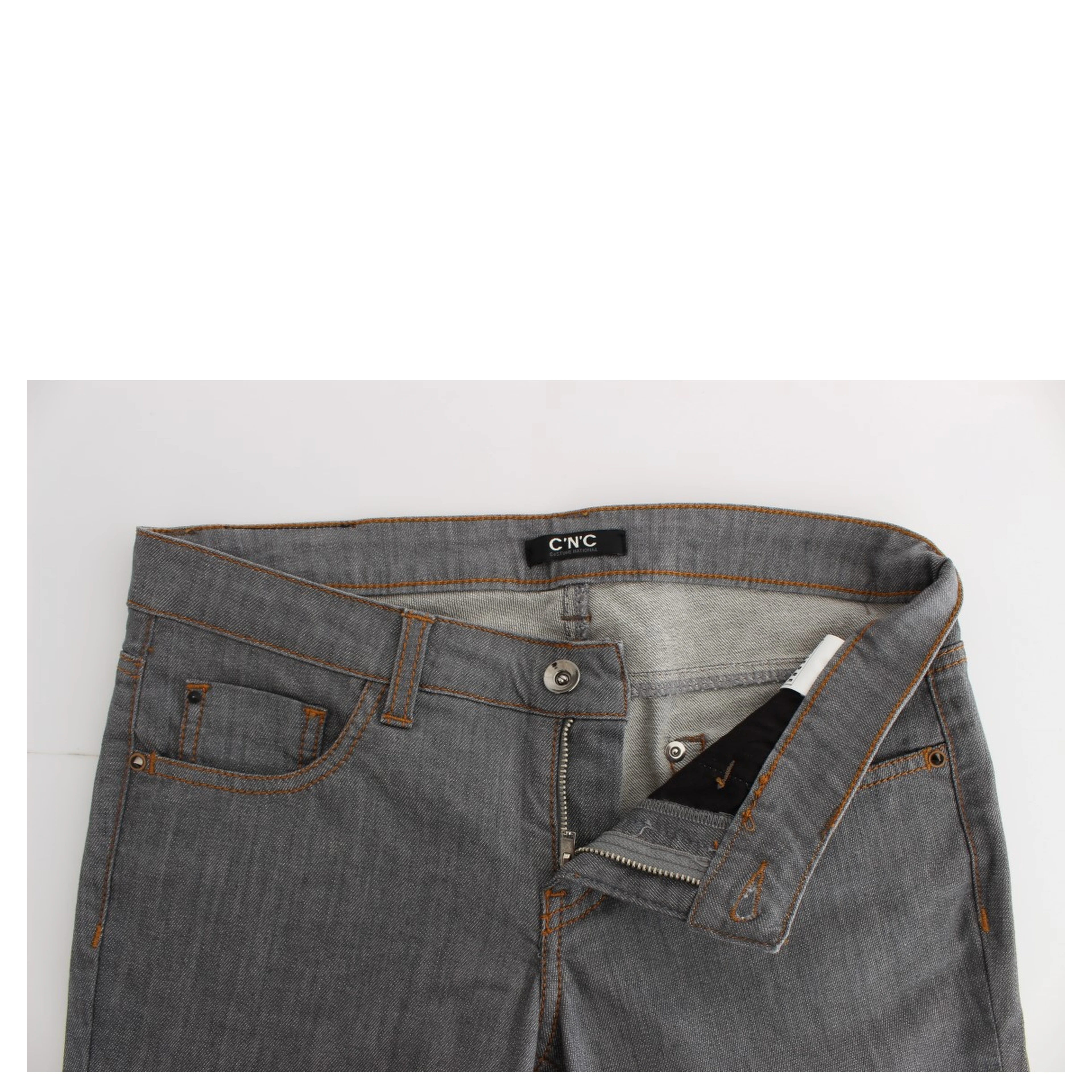 Gray Cotton Regular Fit Denim Jeans