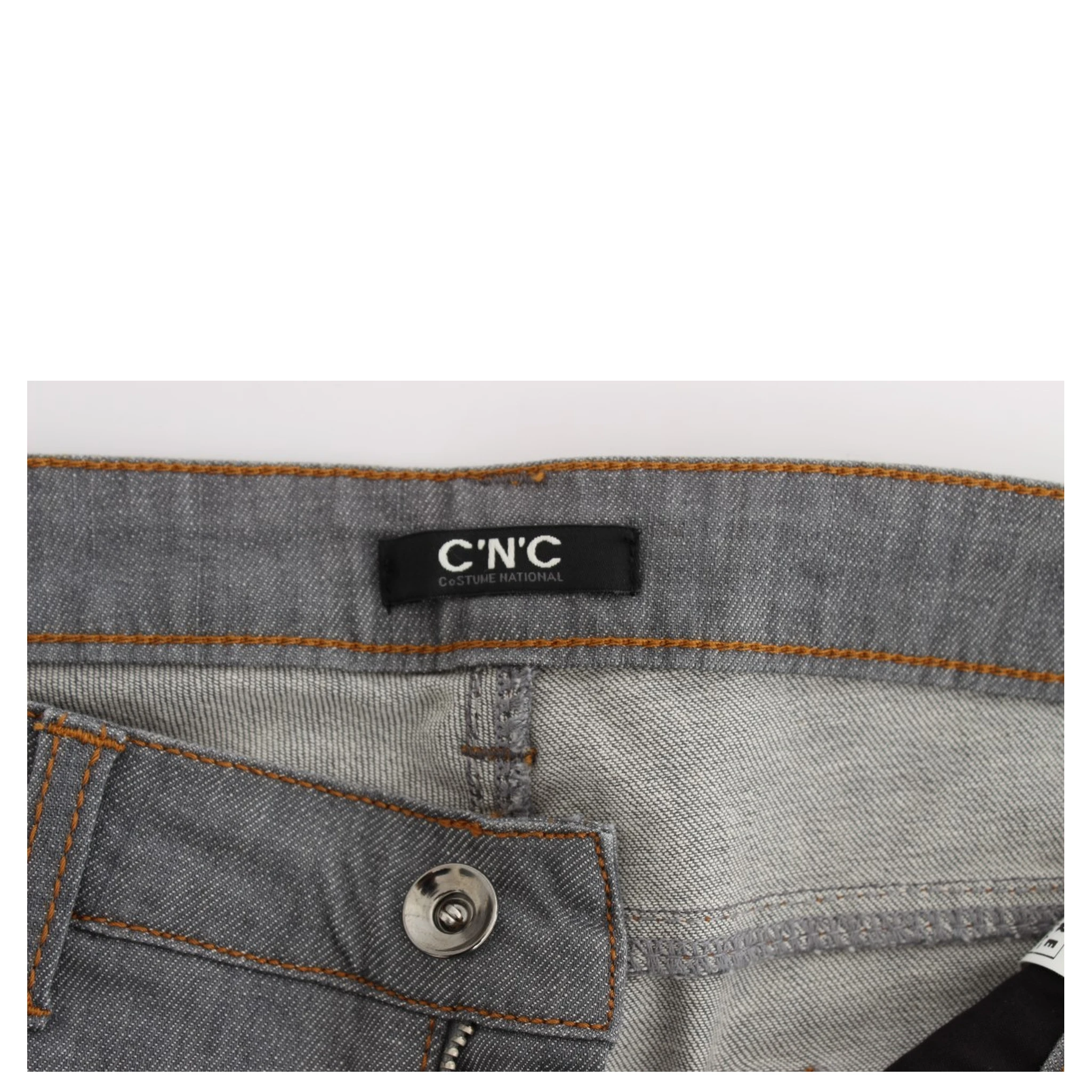 Gray Cotton Regular Fit Denim Jeans