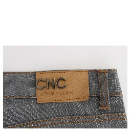 Gray Cotton Regular Fit Denim Jeans